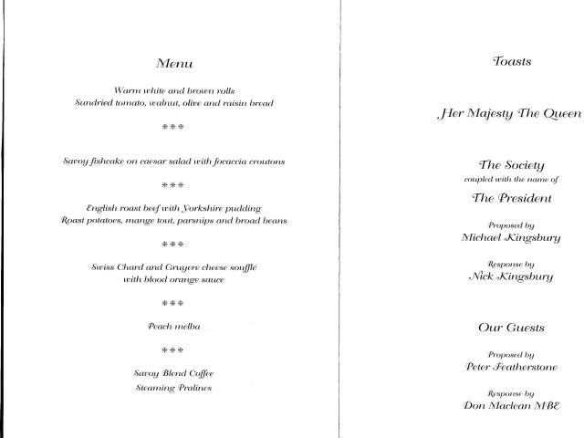 Dinner Menu